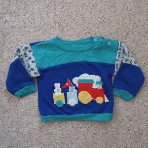 Vintage Trains Baby Sweater